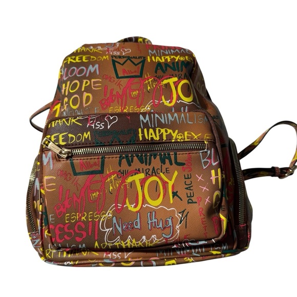 Alba Mini Backpack – NWT – Burnt Orange Graffiti Print - Picture 1 of 16